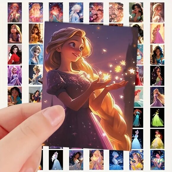 DISNEY Princess Square Trading Card Type Stickers 20 Pieces (SO CUTE!) - Picture 2 of 6